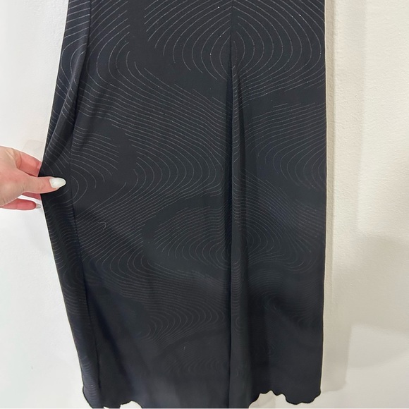 Vintage City Triangles Classy Scoop Neck Midi Shimmer Sparkle Black Dress Medium - Picture 7 of 8